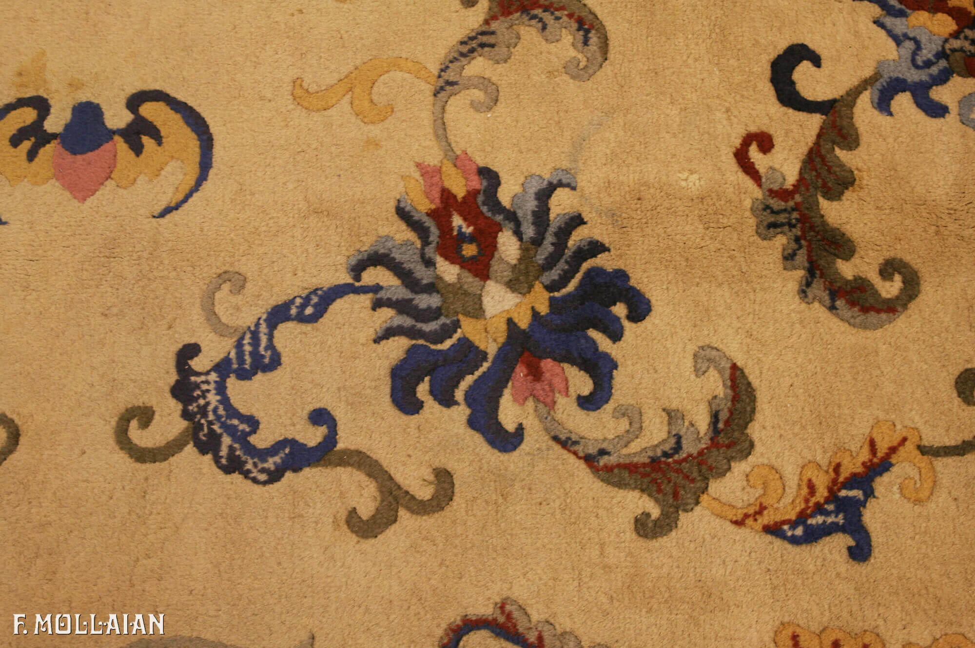Stupendo Tappeto Cinese Antico Di Pechino Con Disegno Pipistrello Di Cottone n°:50389540